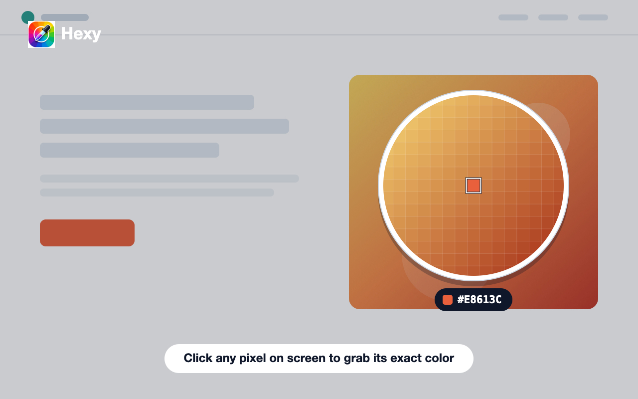 Hexy sampling the exact color of a pixel on a web page