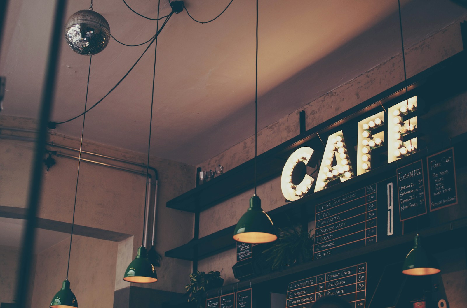 Lit cafe sign