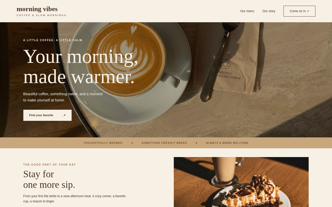 Coffee shop homepage design concept